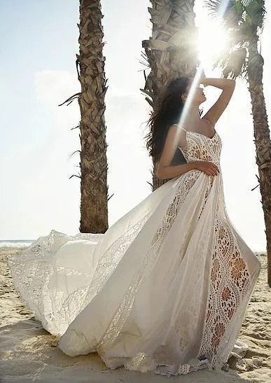 Пляжные свадебные платья abiti da sposa кружевные свадебные платья с открытой спиной богемное Бохо пляжное свадебное платье