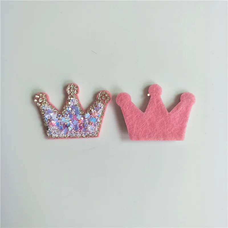 100pcs/lot 4*3cm Sequin crown Padded appliques for garment decoration DIY handmade headwear accessories