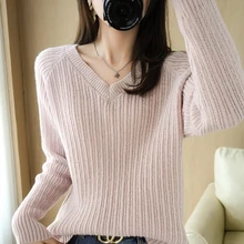 

fall/winter new women's Cashmere sweater casual wool sweater loose Korean version V-neck cashmere sweater women's thick