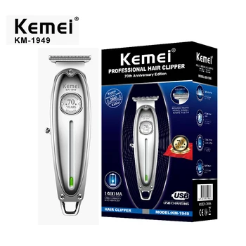 

Kemei 1949 Professional Hair Clipper All Metal Men Electric Cordless Hair Trimmer 0mm Baldheaded T Blade Finish Haircut Machine