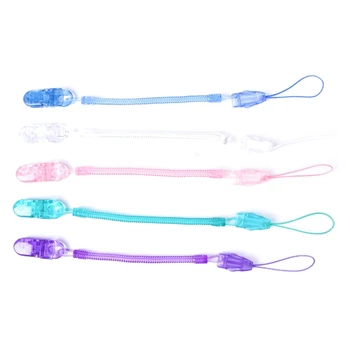 

2020 New Solid Colors Baby Stretchable Spring Pacifier Anti-chain Nipple Clip Chain Holder Strap