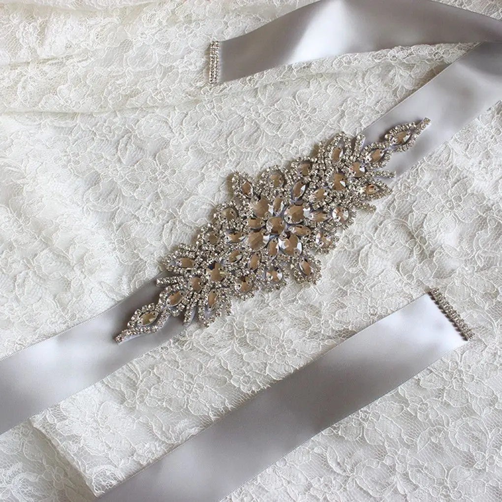 

Women's Crystal Wedding Belts Bridal Ribbon Sash Belt Satin Rhinestone Wedding Dress Belt Wedding Accessories