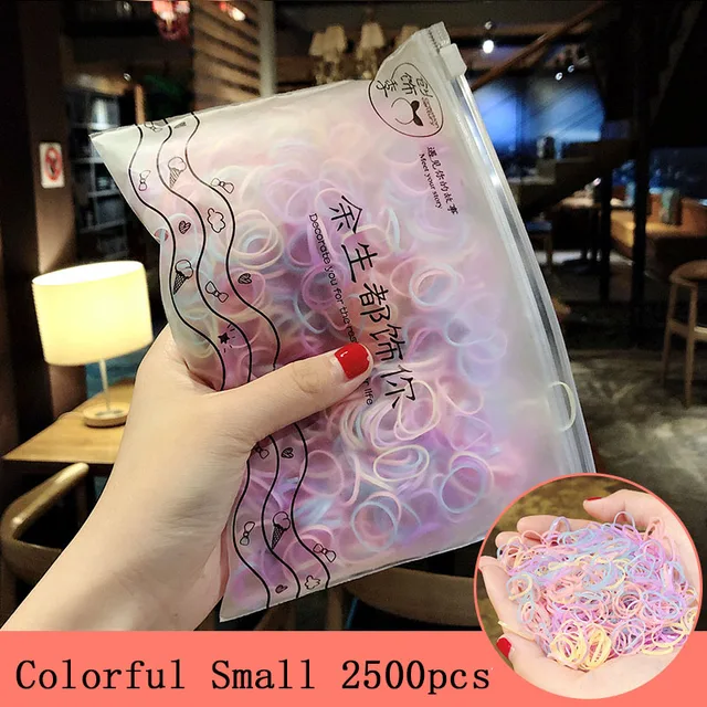 1000pcs/Pack Girls Colorful Small Disposable Rubber Bands Gum For Ponytail Hold Scrunchie Hair Bands Fashion Hair Accessories 2500pcs colorful 15