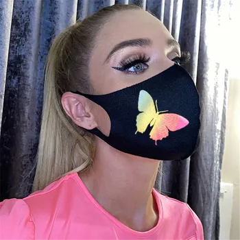 

Personality Butterfly Print Reflective Face mask for Women Sexy Nightclub Party Face Accessory Jewelry Gift