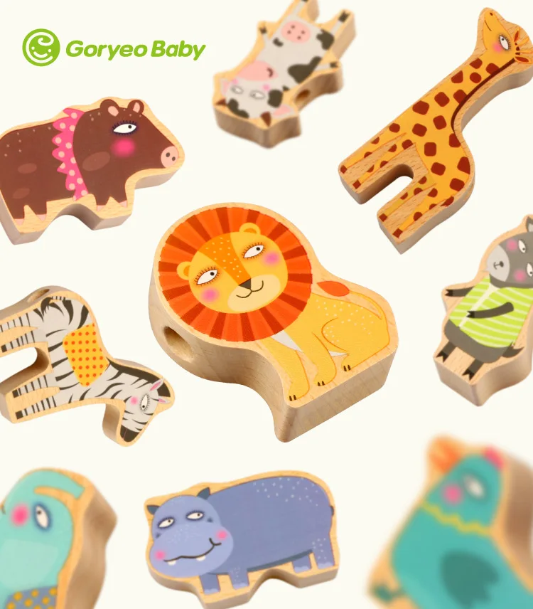 Веревочные блоки для детей 2-3-6 лет, одежда с бусинами, нанизывающая игрушка в виде животного для детей и мальчиков
