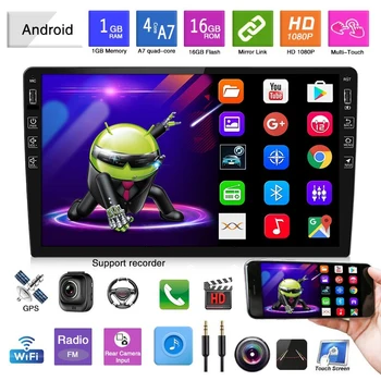 

9 Inch Press Sn Android 9.1 Hd 2.5D Quad Core 2 Din Car Mp5 Player 1Gb+16Gb Wifi Fm Radio Gps Navigation