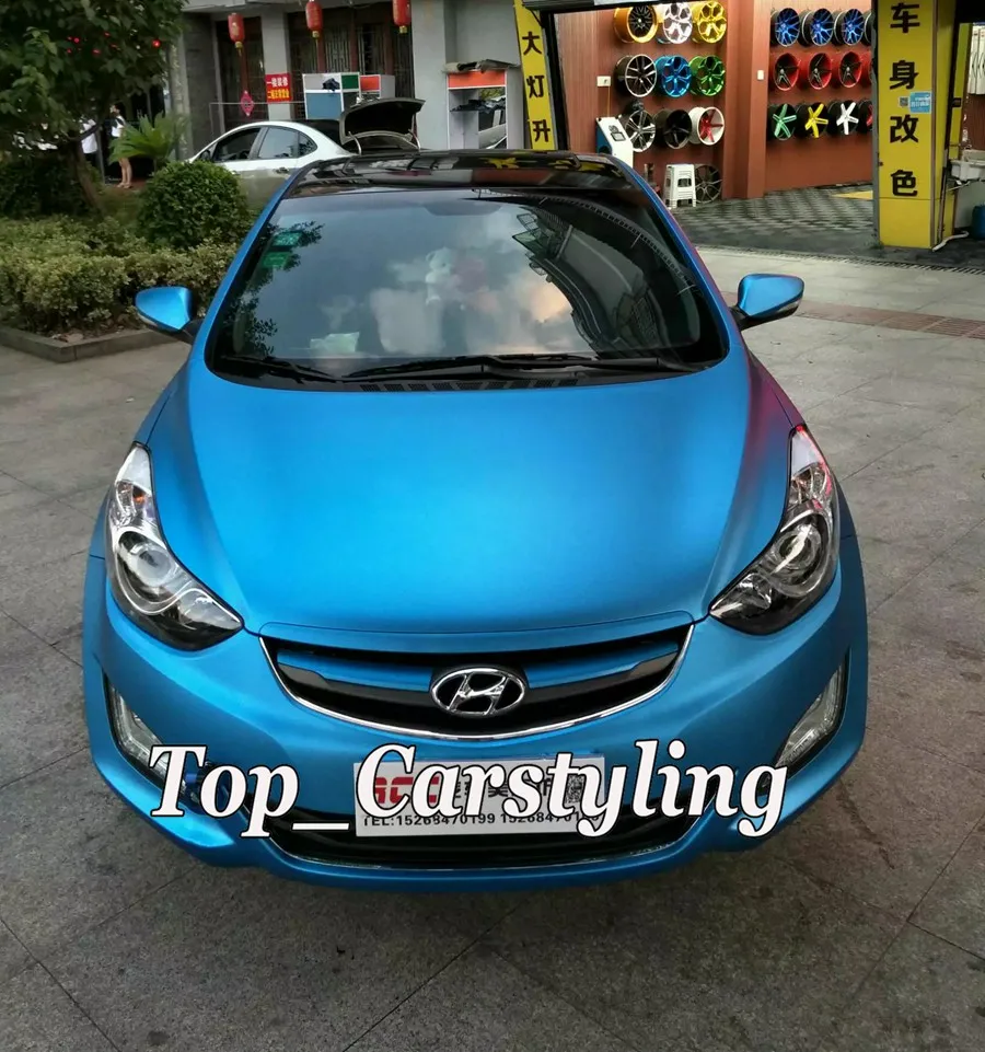 ice titanium blue satin chrome vinyl wrap foil car whole  (3)