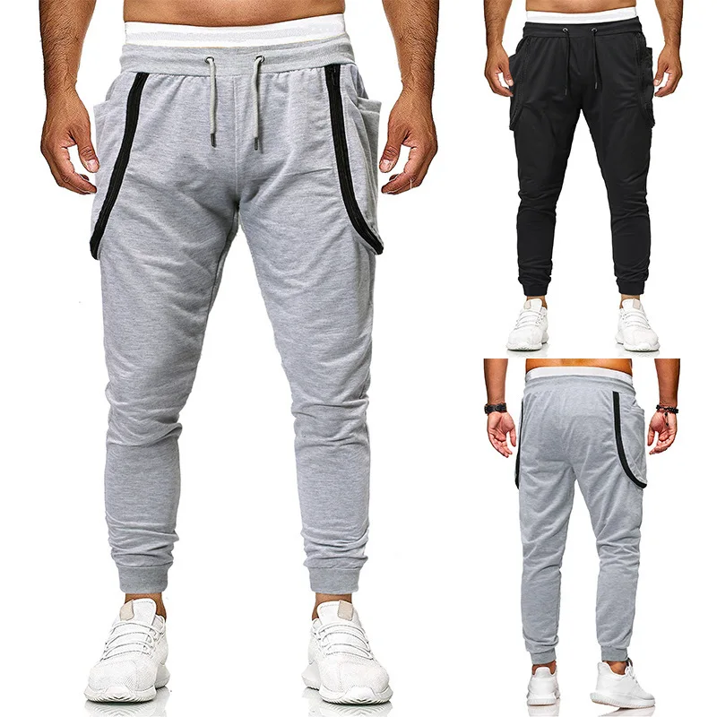 

2020 Autumn And Winter New Style Men Zipper Joint Ankle Banded Pants Casual Trousers Men's Solid Color Slim Fit Skinny Pants