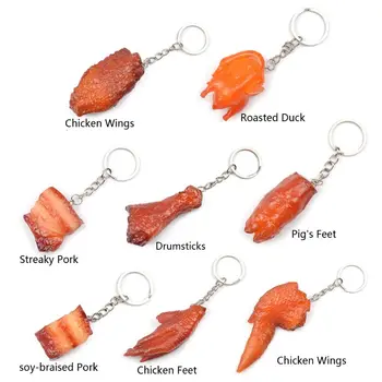 

8Pcs Pot-stewed Chicken Wings Feet Meat PVC Keychain Delicious Food Cell Phone Charm Bag Strap Pendant Kid Toys Jewelry
