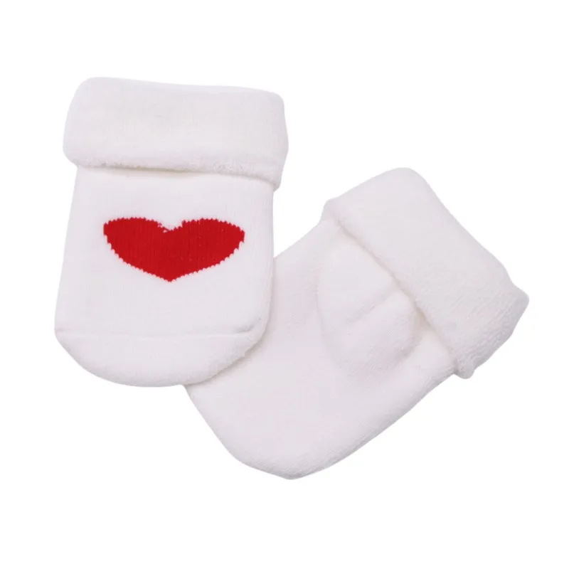 Baby Boys Girls Thickening Cotton Heart Print Cartoon Anti-slip Floor Socks Hot Newborn Winter Autumn Warm Soft Clothes Socks