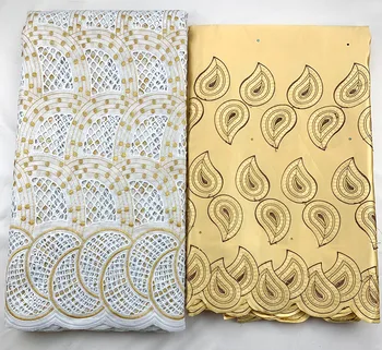 

Latest swiss lace fabric And George lace fabric 2020 Fashion African Cotton Swiss punching Lace Fabric 2.5+2.5 yard George lace