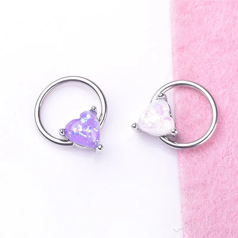 Pinksee простой трендовый с кристаллом в форме сердца Круглый Круг нос кольцо для пирсинга для женщин девушек из нержавеющей стали ювелирные изделия для тела
