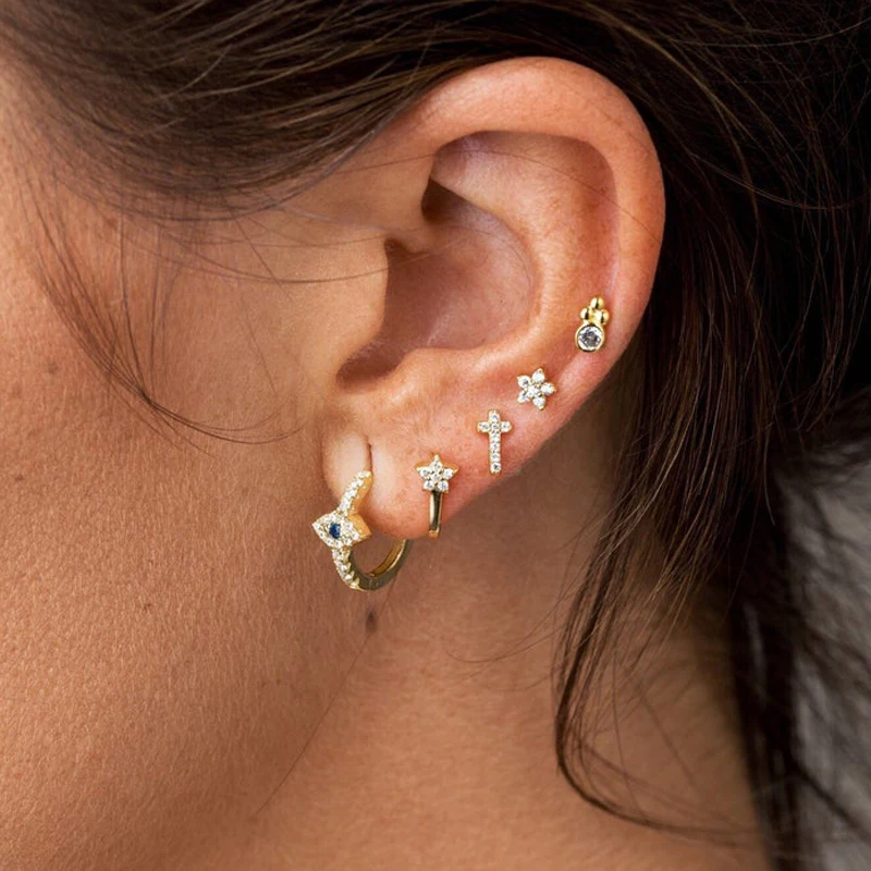 Delicate Punk Small Hoop Earrings for Women 925 Sterling Silver Circle 2020 new Evil Eye Earings Gold Color Jewelry|Серьги-кольца| |