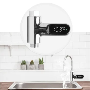 

Passive LED Water Temperature Gauge Visible Water Temperature Sensor Rotatable Baby Shower Fahrenheit/Celsius Switching/Timing