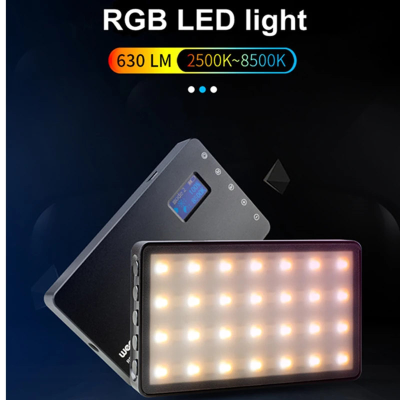  RB08P RGB LED Camera Light Full Color Output Video Light Kit Dimmable 2500K-8500K Bi-Color Panel Li