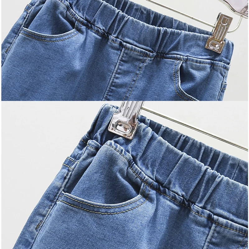 Женские джинсы с эластичной резинкой на талии, Осень-зима, повседневные женские джинсовые брюки-карандаш с высокой талией, синие, черные, большие размеры S~ 5XL, женские джинсы