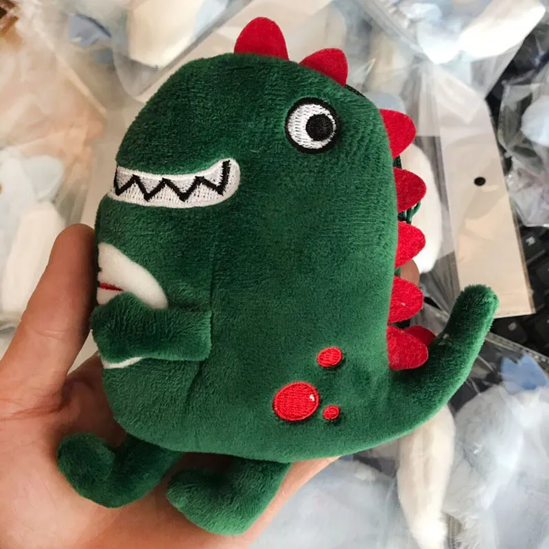 New Anime Cartoon Black Cat Frog Duck Green Dinosaur Elephant Bear Squirrel Plush Purse Wallet Small Key Card Changes Coin Bag (9)