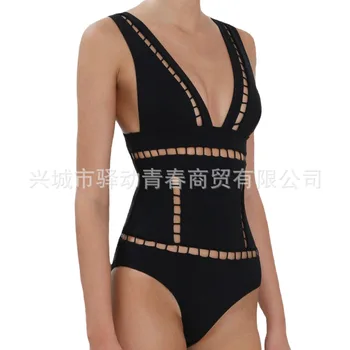 

Cross Border New Style Europe And America Foreign Trade Swimwear Sexy Black Cut-out Bikini Bathing Suit Women's Triangular Siame