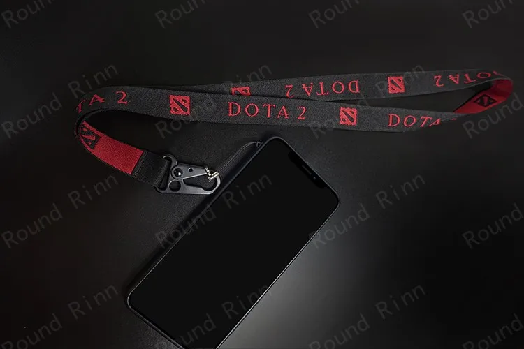  DOTA 2 Logo Cosplay Strap Black Mobile Phone Lanyard with Metal Buckle