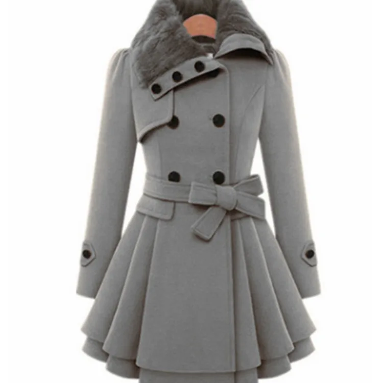 Осень и зима стиль Европа и Америка шерстяная куртка средней длины двубортное плотное пальто