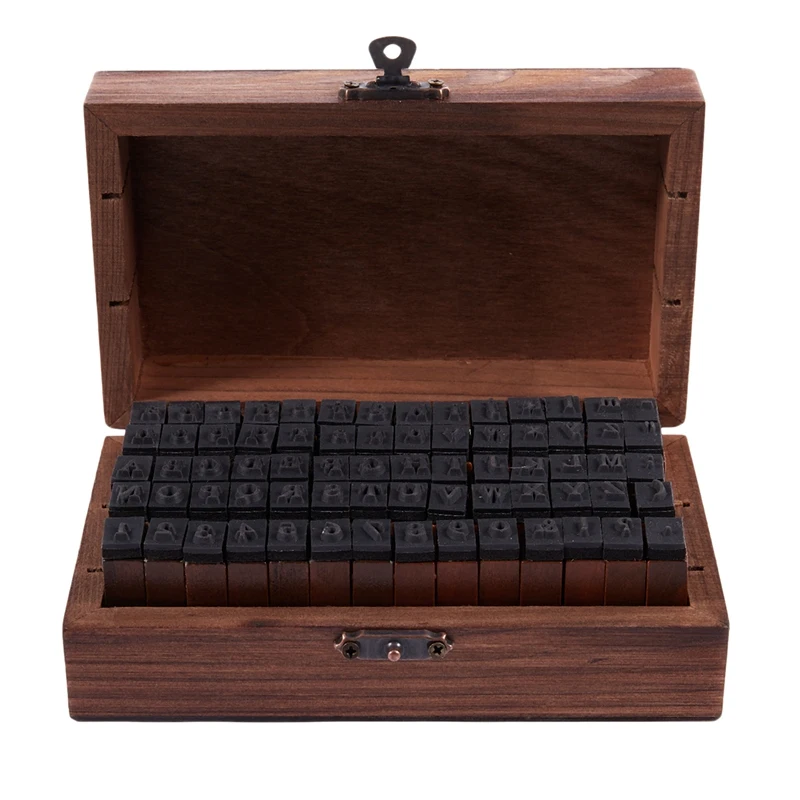 

Rubber Stamp Alphabet Number Symbol Wooden Box Set Print Style Wood Letter 70PCS