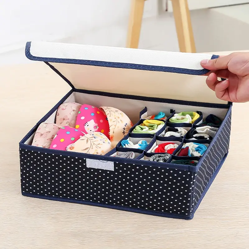 

Underwear Organizer Space-saving Closet Drawer Storage Box With Lid Container Foldable Socks And Tie Integrated Home Storage