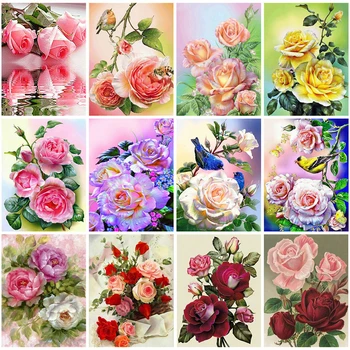 

EverShine Diamond Painting Flowers Cross Stitch Diamond Embroidery Peony Picture Rhinestones Diamond Art Needlework Home Decor