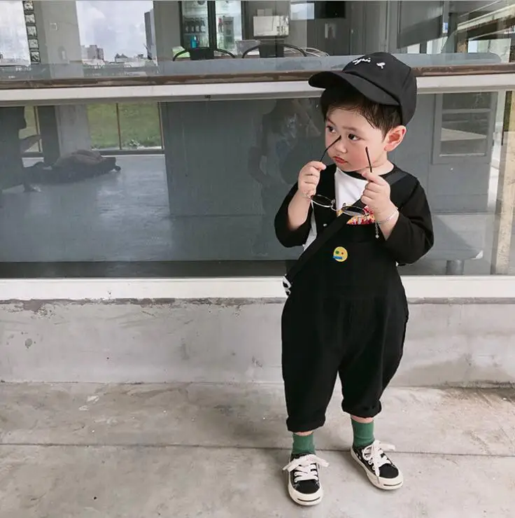 new style girls boys overalls autumn cotton fashion kids long pants 1-7 Years HW387