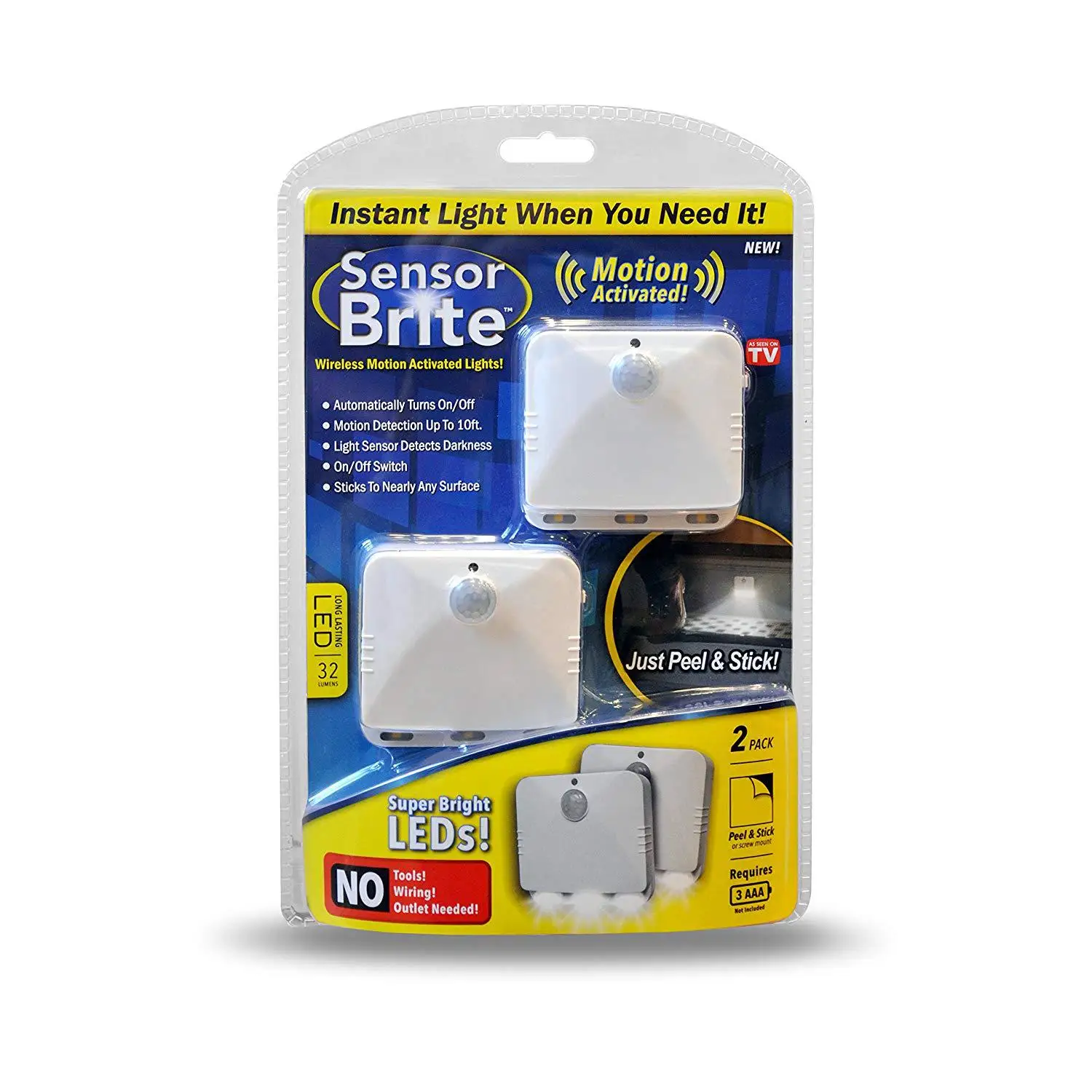 

TV New Products Sensor Brite Wireless Step Light Small Night Lamp LED Indoor Sensor Light 2PC