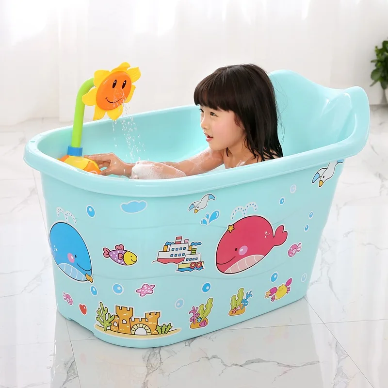 

Extra Large Children Bathtub Baby Plastic Bath Tub Household Big Boy with Lid Bath Bucket Extra-large No. Bath Barrel