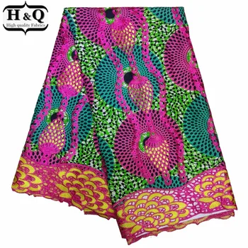 

H&Q newest african fabric wax print batik lace 2020 high quality embroidery 100% cotton fabric nigerian guipure lace 6 yards/pcs