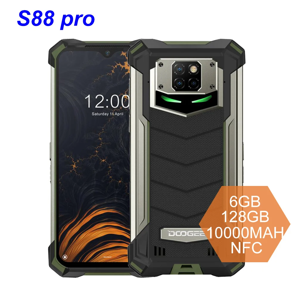 IP68/IP69K DOOGEE S88 Pro Прочный смартфон 10000 мАч светодиодный светильник Helio P70 Octa Core 6 ГБ