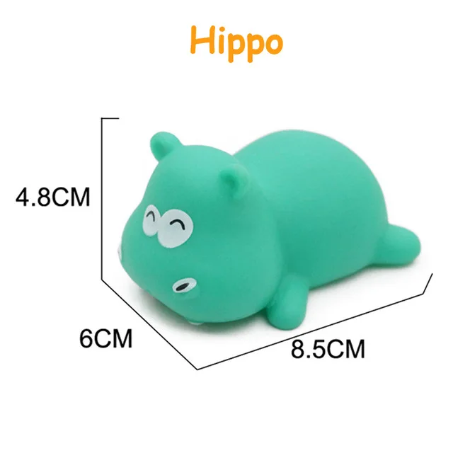 1 шт Детские Игрушки для ванны милые животные мягкие резиновые плавающие сжимающие звук 20 стилей животные Ванна, бассейн для детей водные игрушки - Цвет: hippo