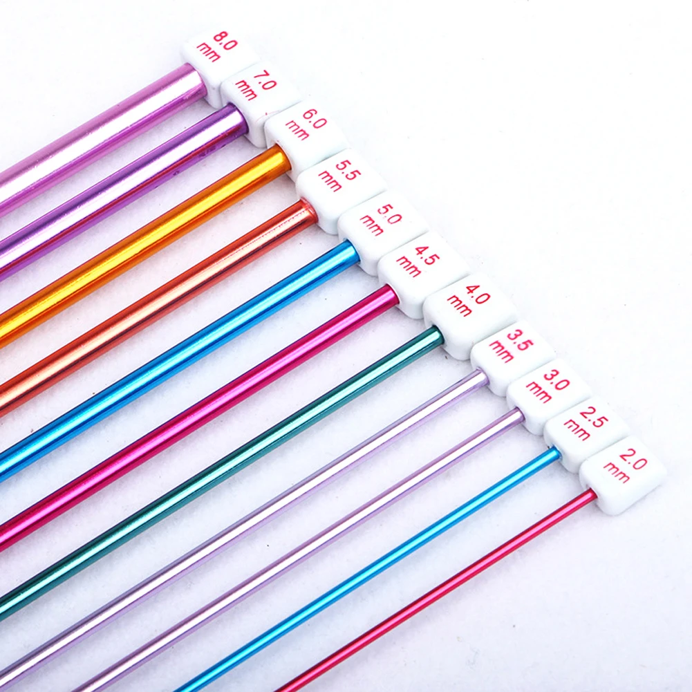 

11 Pcs Crochet Hooks Needle Set Colors DIY Handmade Aluminum Knitting Needles Tools Kit