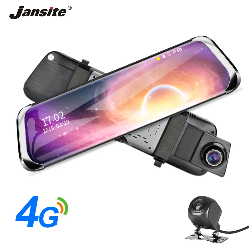 

Jansite 10" 4G Touch Screen Car Dash camera Android GPS Navigation ADAS Video Recorder Rearview mirror with 1080P backup camera