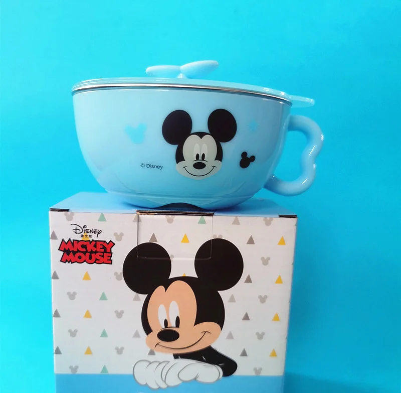 Disney Детские Мультяшные, из нержавеющей стали чаша 316 набор ложек и вилок посуда для детей платье принцессы с Микки-Маусом - Цвет: Color2