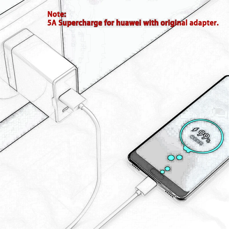Кабель Supercharge Type C 5A для Huawei P30 Pro P20 Lite Mate 20 P10 провод быстрой зарядки SAMSUNG S10 + S9 XIAOMI MI9