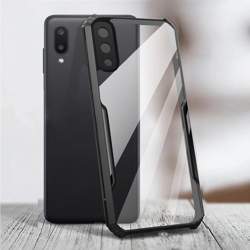 Роскошный противоударный прозрачный чехол с рамкой для телефона Samsung Galaxy A02 A 02 02A