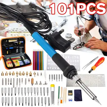 

101pcs 60W Adjustable Temperature Electric Soldering Iron kit 220/110V Wood Burning Pen Rework Station Heat Pencil Repair Tools