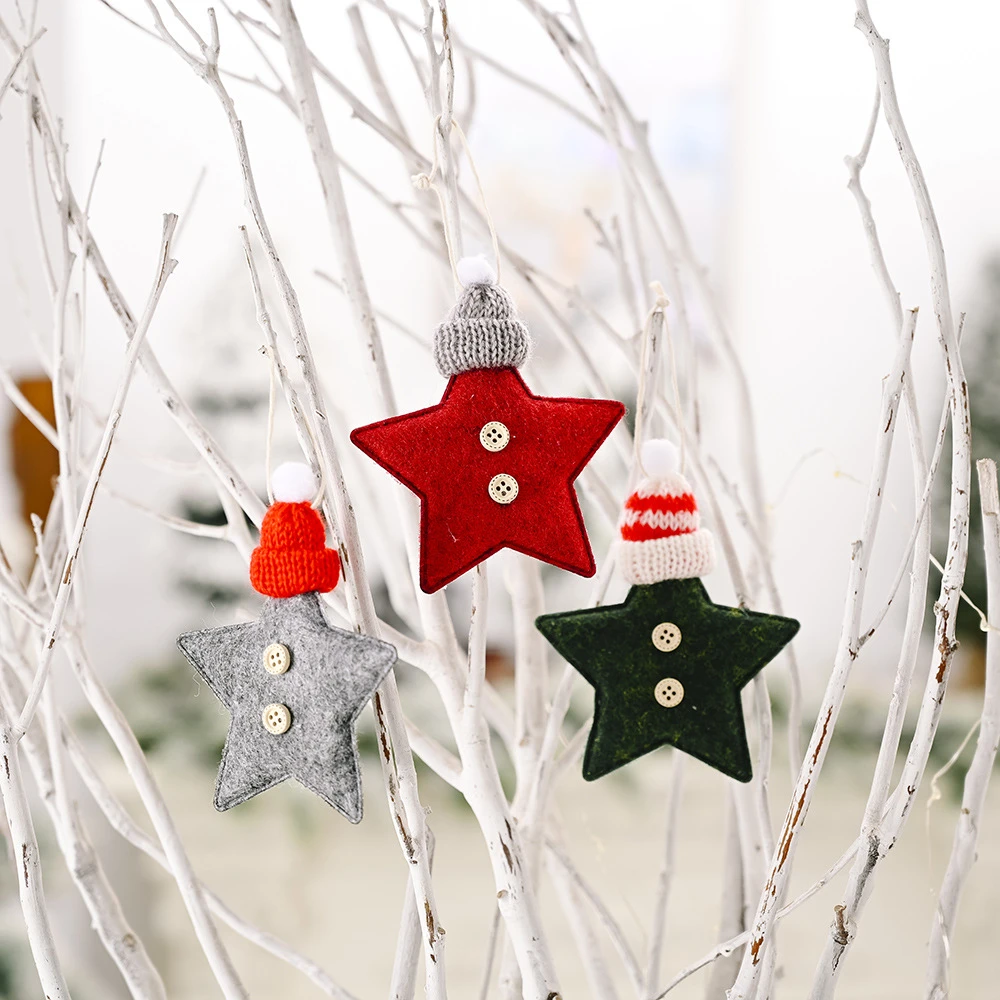 Ornamento de natal feltro estrela pingente decoração da árvore de natal  pendurado ano novo 2021 enfeite de natal decorações de natal|Enfeites p/  árvore de Natal| - AliExpress