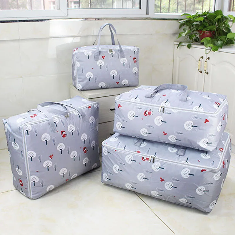 Nordic Fresh Print Anti-Dust Storage Bags Waterproof Moisture-Proof Quilt Organizer Moving Travel Luggage Bag Closet Storage Cas