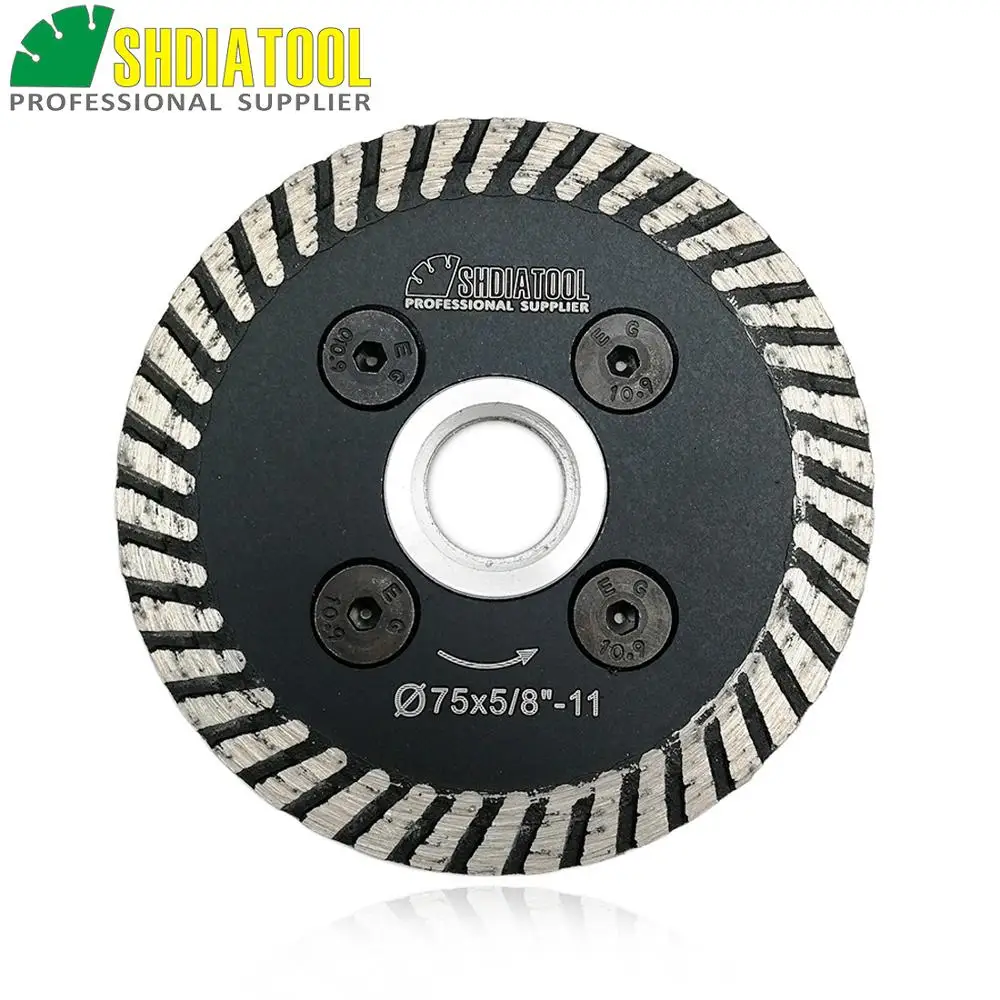 DIATOOL 1pc 75mm Hot pressed mini turbo diamond engraving saw blade with removable 5/8-11  flange and 1pc 75mm blade