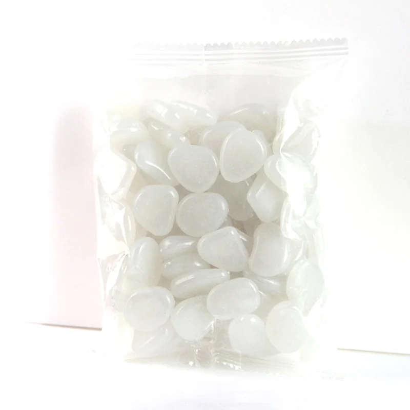 White 50 шт./компл. светится в темноте искусственная светящаяся галька камень дорожки аквариума украшения аксессуары для украшения дома - Цвет: White