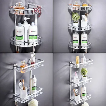 

square corner bathroom shelves towel stand space aluminum bathroom double corner frame wall hanging triangle basket