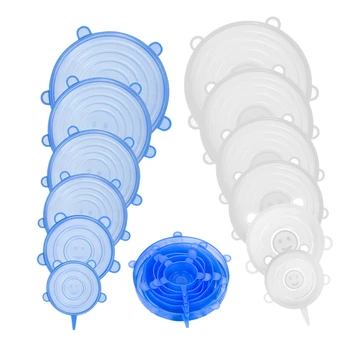 

6 Pcs/Set Food Silicone Cover Universal Silicone Lids For Cookware Bowl Pot Reusable Stretch Lids Kitchen Accessories Cookware