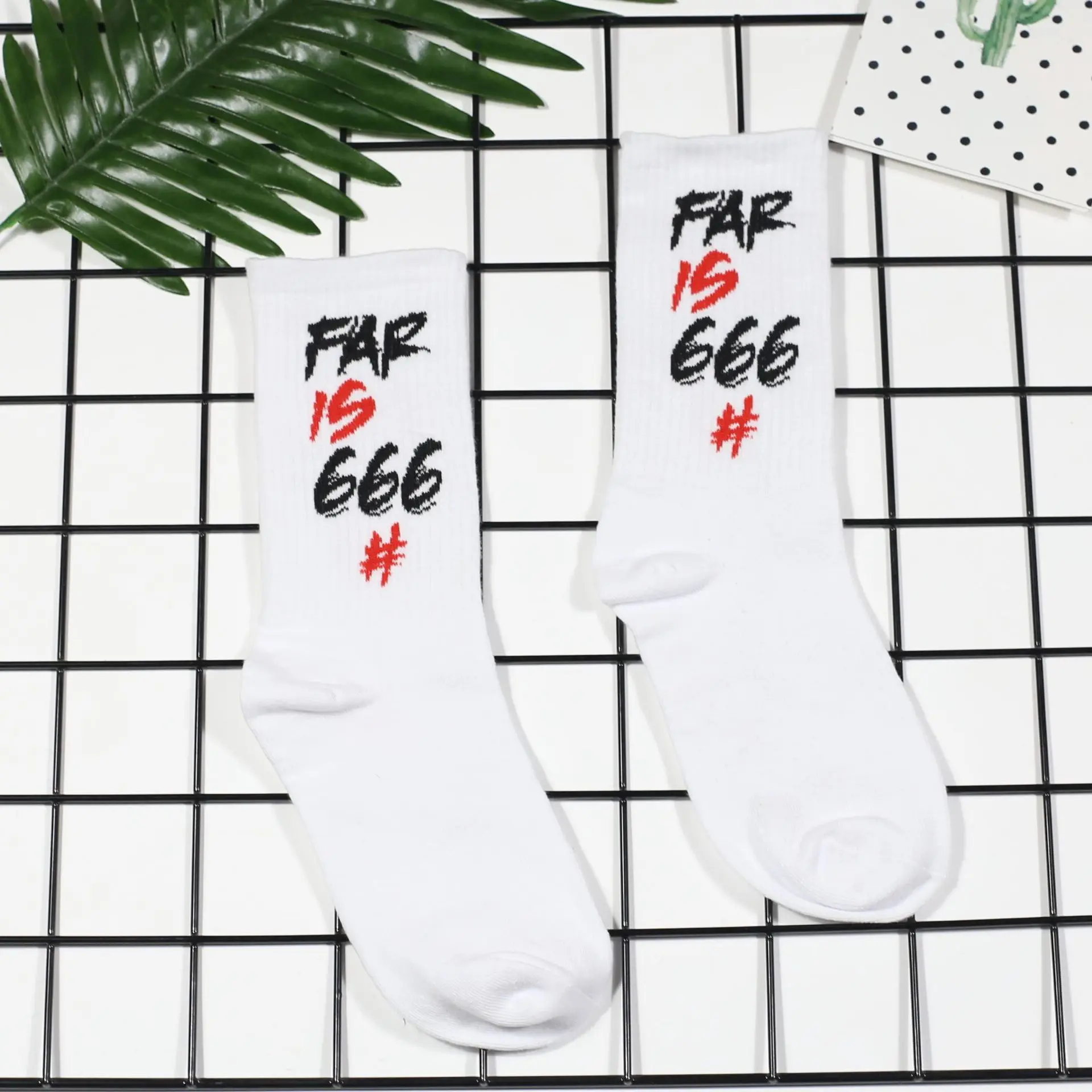 666 European And American Streets Fashion Socks Men And Women Thigh High Socks Harajuku Sports Long Socks Popular Brand Lettered