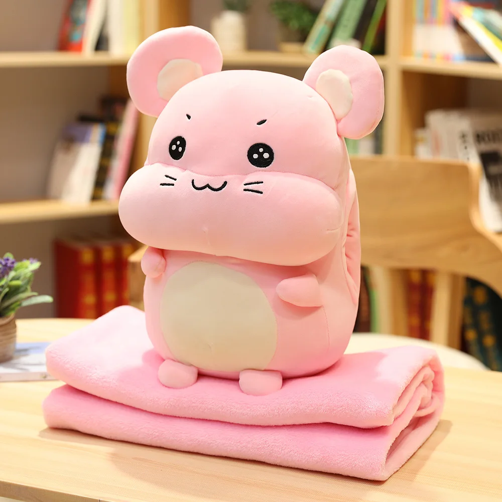 Красный 45 см Kawaii мышь Подушка для сна супер мягкая плюшевая мышь плюшевая кукла плюшевая грелка для рук с одеялом дети друзья подарок - Цвет: Красный