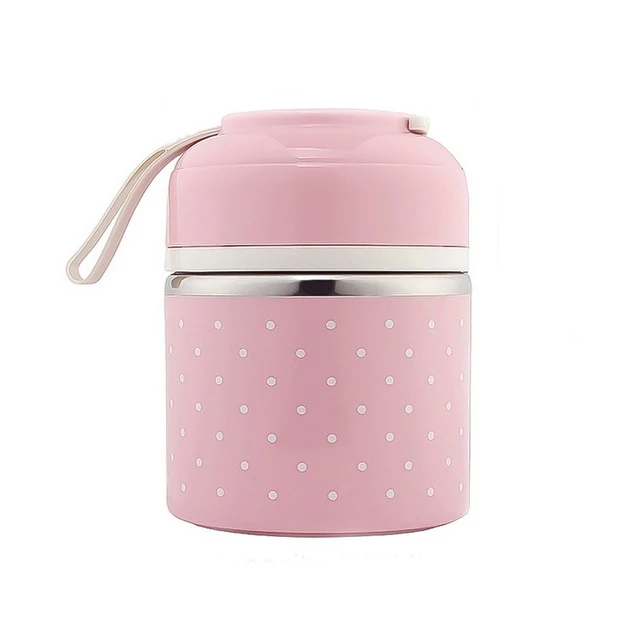 1 Layer pink Портативный герметичный Ланч-бокс из нержавеющей стали японский Bento детский пищевой контейнер круглой формы для пикника путешествия школы - Цвет: 1 Layer pink