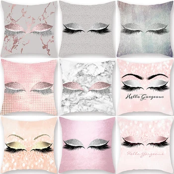 

1Pcs Eyelash out Decorative Throw Pillow Golden Cushion Cover Home Decor Pink Sofa cushion cojines Decorativos para sofa 40594