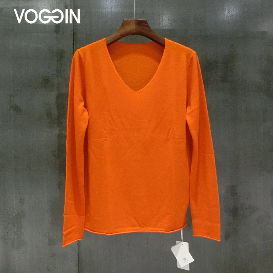 

VOGGIN Women jumper hemming base layer Merino wool sweaters pullovers V-neck full sleeve bodysuits soft Multicolor fashion 2020